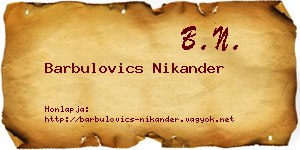Barbulovics Nikander névjegykártya